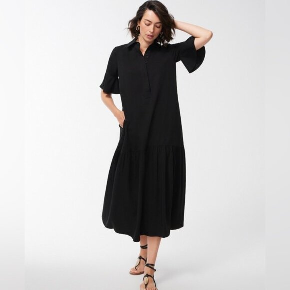 Chico’s Flounce Sleeve Midi Dress - L - Picture 1 of 6